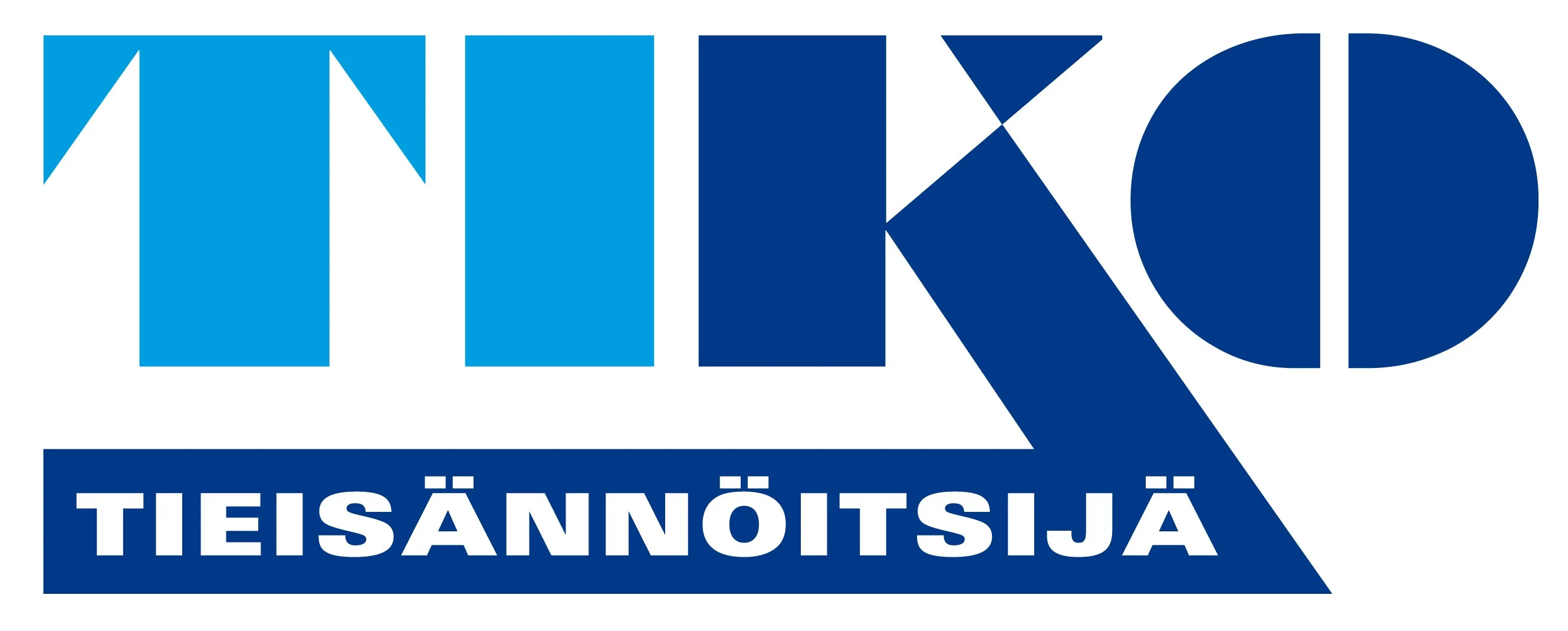 Sinisessä logossa on yläosassa kaksisävyinen sana TIIKO ja alaosassa tummansinisellä pohjalla valkoinen teksti TIESÄNNÖITSIJÄ.